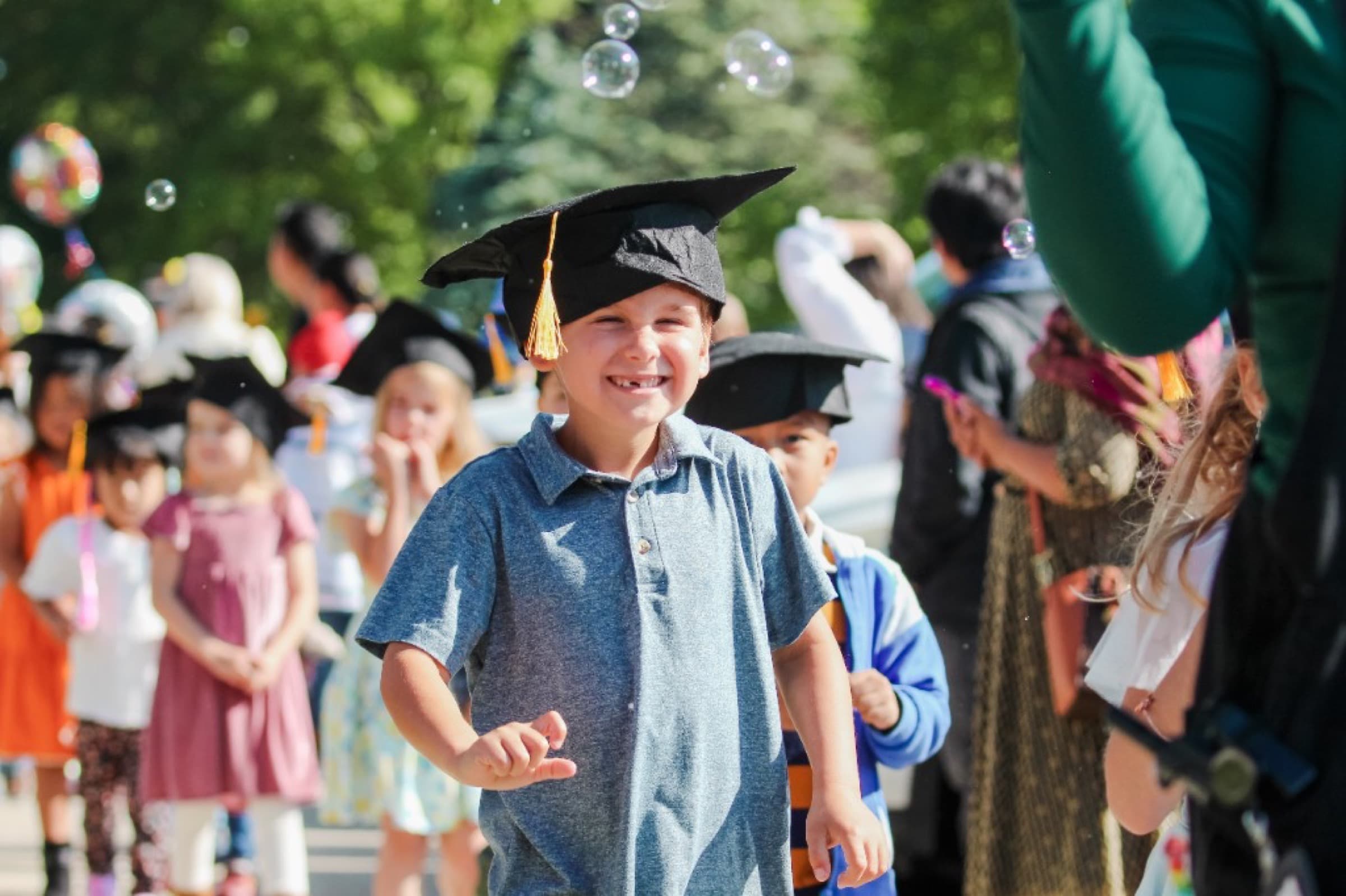 Children at a preschool graduation