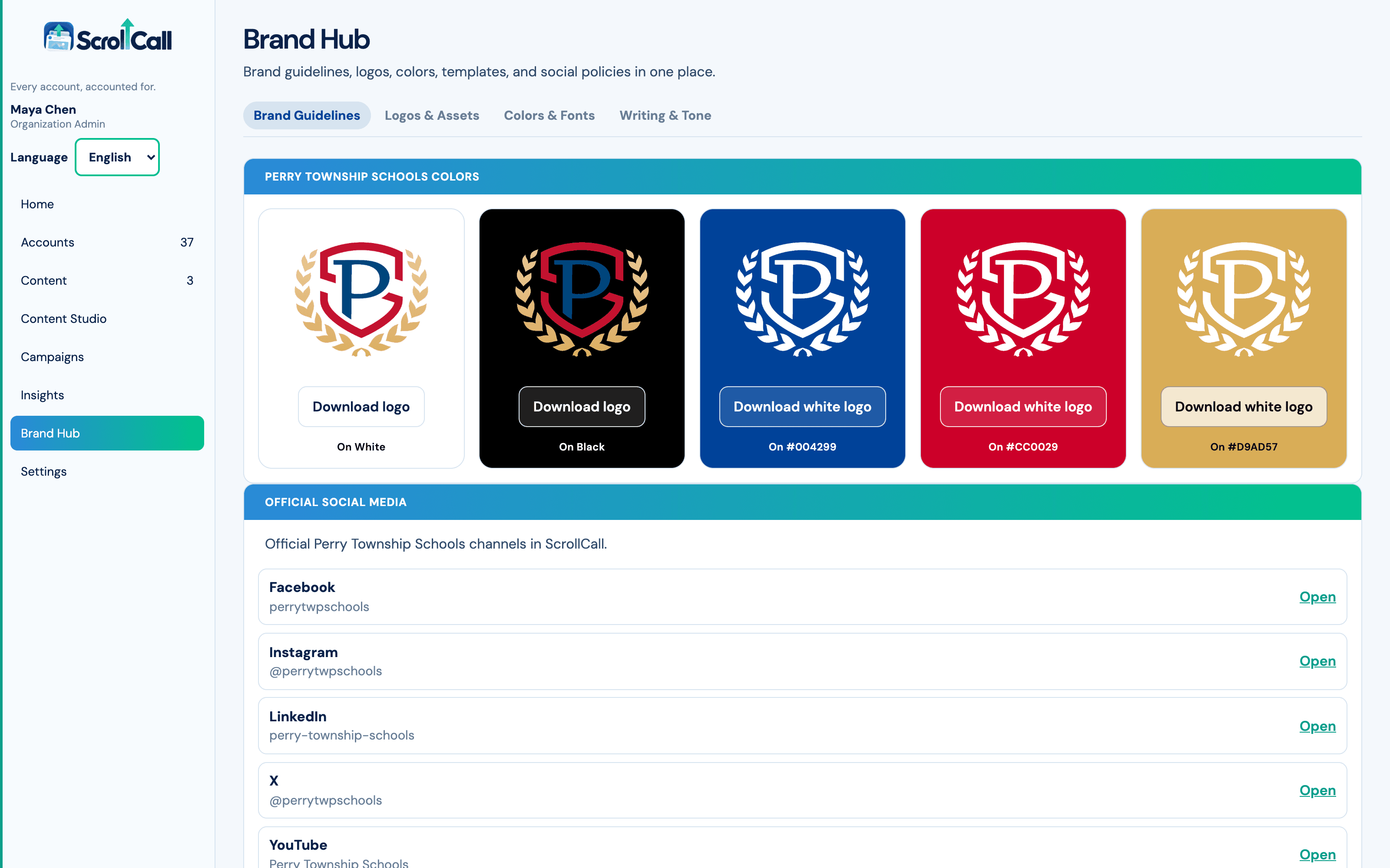 ScrollCall Brand Hub