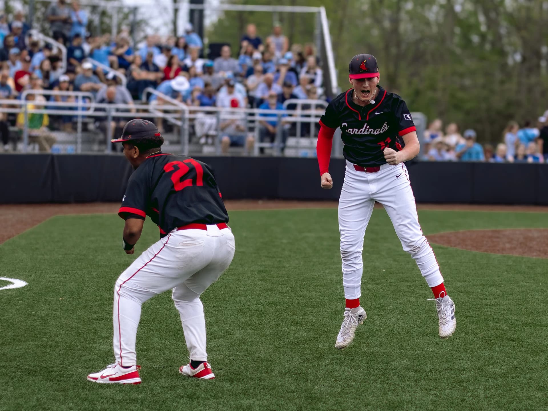 Student athletes on a baseball field