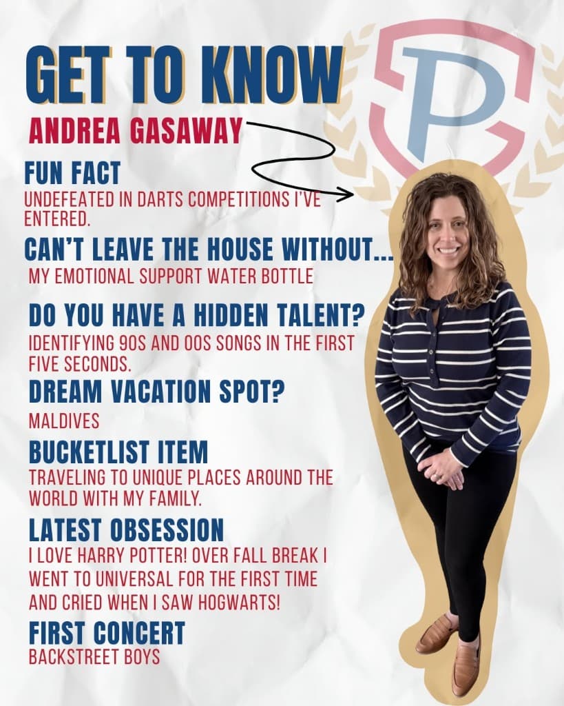 Get to Know You graphic for Andrea Gasaway, with fun facts beside her portrait